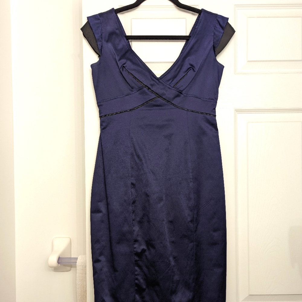 Bedo dark purple dress with black trim detailing